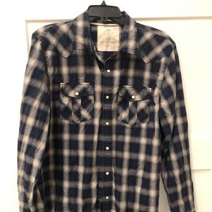 American Eagle Large plaid snap button up